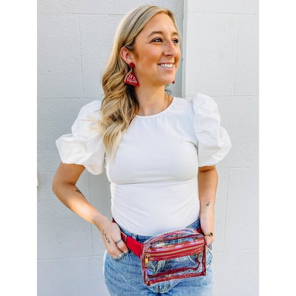 Ferris Game Day Clear Sling Belt Bag Fanny Pack Burgundy - Picture 2 of 4